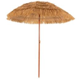 Gymax 180CM Thatched Tiki Beach Umbrella Tilt Hawaiian Patio Portable Parasol in Khaki - thumbnail 1