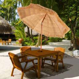 Gymax 180CM Thatched Tiki Beach Umbrella Tilt Hawaiian Patio Portable Parasol in Khaki - thumbnail 6