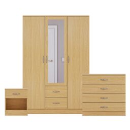 Home Discount Vida Designs 3Pc Bedroom Set 1Bedside, 4 Drawer Chest, Mirror Wardrobe in Brown - thumbnail 8
