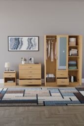 Home Discount Vida Designs 3Pc Bedroom Set 1Bedside, 4 Drawer Chest, Mirror Wardrobe in Brown - thumbnail 3