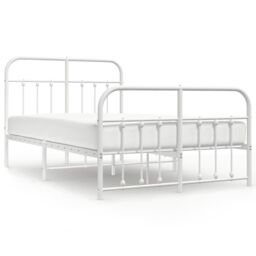 Berkfield Home Metal Bed Frame with Headboard & Footboard White 120x200 cm - Size: Small Double - thumbnail 2