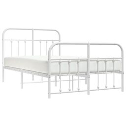 Berkfield Home Metal Bed Frame with Headboard & Footboard White 120x200 cm - Size: Small Double - thumbnail 3