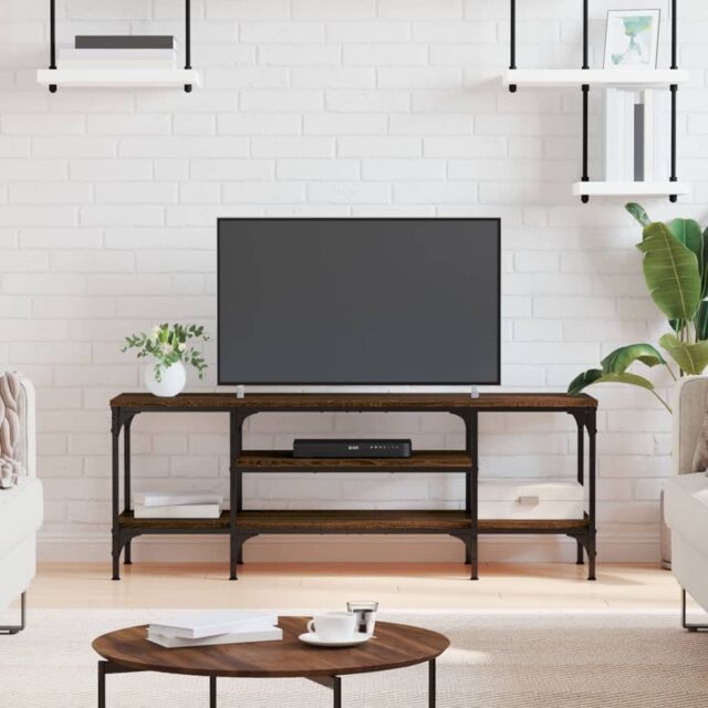 Berkfield Home TV Cabinet Brown Oak 121x35x45 cm Engineered Wood&Iron - Size: 121 x 35 x 45 cm - image 1