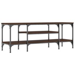 Berkfield Home TV Cabinet Brown Oak 121x35x45 cm Engineered Wood&Iron - Size: 121 x 35 x 45 cm - thumbnail 6