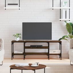Berkfield Home TV Cabinet Brown Oak 121x35x45 cm Engineered Wood&Iron - Size: 121 x 35 x 45 cm - thumbnail 1