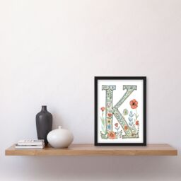 Artery8 Women's Wall Art Print Letter K Watercolour Wildflowers Delicate Nature Floral Word Art Framed - Size: A4 - thumbnail 4