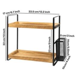 VOGREX 2-Tier Countertop Bathroom Skincare Perfume Storage Shelf in Natural - thumbnail 2