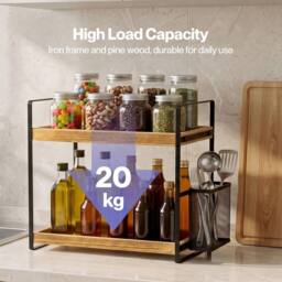 VOGREX 2-Tier Countertop Bathroom Skincare Perfume Storage Shelf in Natural - thumbnail 3