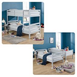 Home Source Hendon Single Painted Bunk Bed Convertible To Two Single Beds in Grey