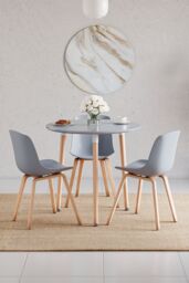 Home Discount Vida Designs Batley 3 Seater Round Dining Table MDF Solid Beech Wood Dining Kitchen Furniture in Grey - thumbnail 2