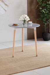 Home Discount Vida Designs Batley 3 Seater Round Dining Table MDF Solid Beech Wood Dining Kitchen Furniture in Grey - thumbnail 1