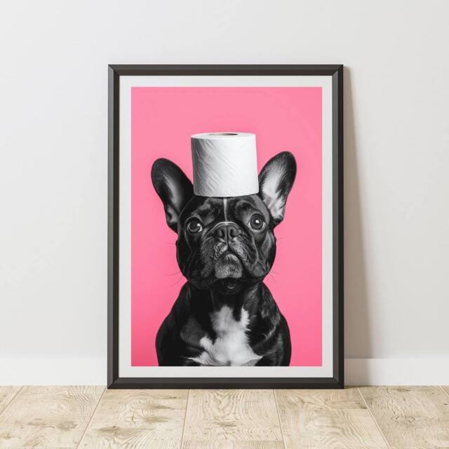 60 SECOND MAKEOVER French Bulldog Pink Toilet Roll Animal Print - Size: A4 - image 1