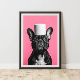 60 SECOND MAKEOVER French Bulldog Pink Toilet Roll Animal Print - Size: A4 - thumbnail 1