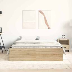 Berkfield Home Bed Frame Sonoma Oak 140x190 cm in Brown - thumbnail 3