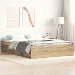 Berkfield Home Bed Frame Sonoma Oak 140x190 cm in Brown - thumbnail 2