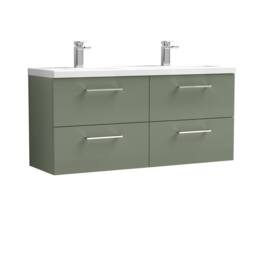 Balterley Level 1200mm Wall Hung 4 Drawer Unit with Double Basin - Satin Green - thumbnail 1