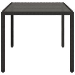 Berkfield Home Garden Table with Glass Top Black 150x90x75 cm Poly Rattan - Size: 150 x 90 x 75 cm - thumbnail 5