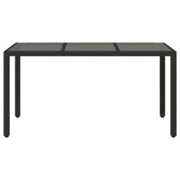 Berkfield Home Garden Table with Glass Top Black 150x90x75 cm Poly Rattan - Size: 150 x 90 x 75 cm - thumbnail 4