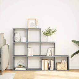 Berkfield Home Room Divider Bookcase 4-Tier Sonoma Oak 143.5x29x143.5 cm Wood in Grey - thumbnail 1