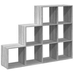 Berkfield Home Room Divider Bookcase 4-Tier Sonoma Oak 143.5x29x143.5 cm Wood in Grey - thumbnail 7