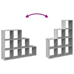Berkfield Home Room Divider Bookcase 4-Tier Sonoma Oak 143.5x29x143.5 cm Wood in Grey - thumbnail 8