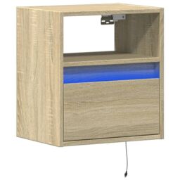 Berkfield Home TV Wall Cabinet with LED Lights Sonoma Oak 41x31x45 cm in Brown - Size: 41 x 31 x 45 cm - thumbnail 3