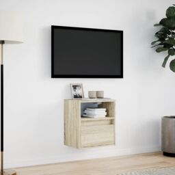 Berkfield Home TV Wall Cabinet with LED Lights Sonoma Oak 41x31x45 cm in Brown - Size: 41 x 31 x 45 cm - thumbnail 4