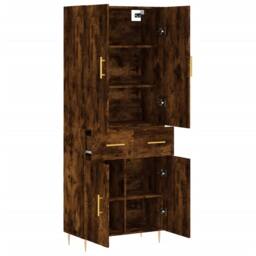 Berkfield Home Highboard Smoked Oak 69.5x34x180 cm Engineered Wood in Brown - thumbnail 4