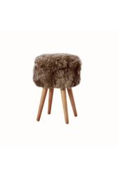 Native Natural Sheepskin Stool - Wooden Legs in Light Brown - thumbnail 2