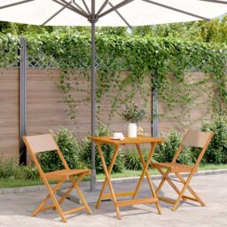 Berkfield Home 3 Piece Bistro Set Taupe Fabric & Solid Wood