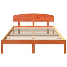 Berkfield Home Bed Frame with Headboard Wax Brown 140x200 cm Solid Wood Pine - thumbnail 5