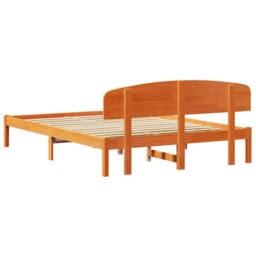 Berkfield Home Bed Frame with Headboard Wax Brown 140x200 cm Solid Wood Pine - thumbnail 7