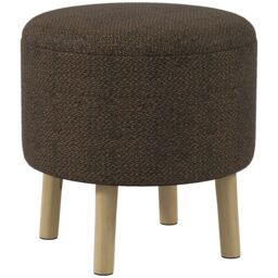HOMCOM Storage Ottoman, Round Stool Chair with Cushioned Top, Hidden Space in Brown - thumbnail 2