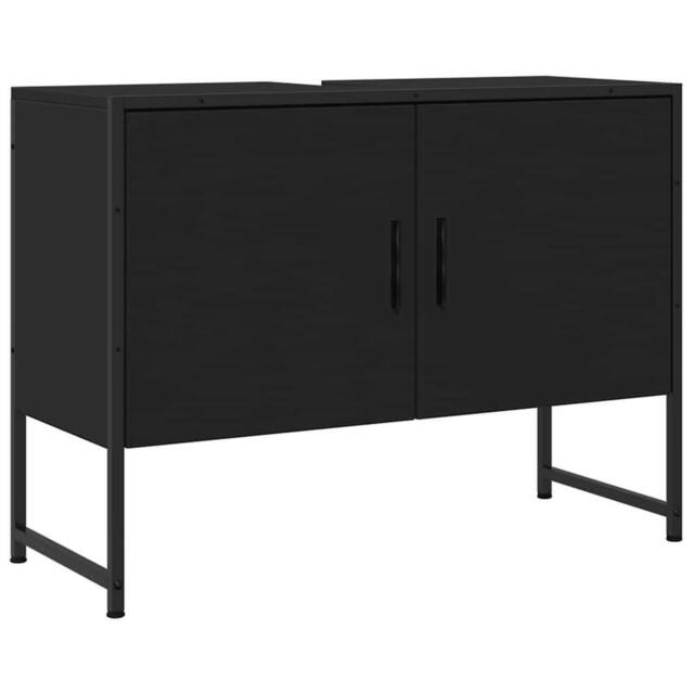 Berkfield Home Bathroom Sink Cabinet Black 80x33x60 cm Engineered Wood - Size: 80 x 33 x 60 cm - image 1