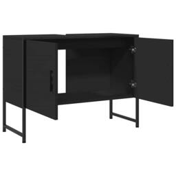 Berkfield Home Bathroom Sink Cabinet Black 80x33x60 cm Engineered Wood - Size: 80 x 33 x 60 cm - thumbnail 6