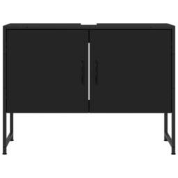 Berkfield Home Bathroom Sink Cabinet Black 80x33x60 cm Engineered Wood - Size: 80 x 33 x 60 cm - thumbnail 5