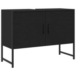 Berkfield Home Bathroom Sink Cabinet Black 80x33x60 cm Engineered Wood - Size: 80 x 33 x 60 cm - thumbnail 1