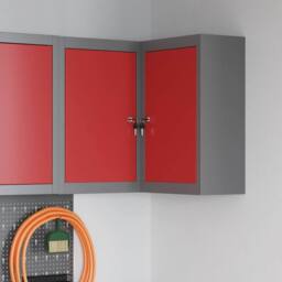 Berkfield Home Corner Tool Cabinet Wall-Mounted & Lockable Red Steel in Grey - thumbnail 2