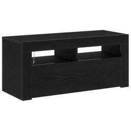 Berkfield Home TV Cabinet with LED Black Oak 90x35x40 cm Engineered Wood - Size: 90 x 35 x 40 cm - thumbnail 6