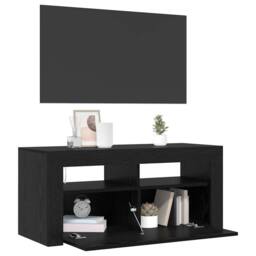 Berkfield Home TV Cabinet with LED Black Oak 90x35x40 cm Engineered Wood - Size: 90 x 35 x 40 cm - thumbnail 3