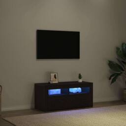 Berkfield Home TV Cabinet with LED Black Oak 90x35x40 cm Engineered Wood - Size: 90 x 35 x 40 cm - thumbnail 5