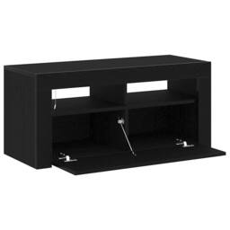 Berkfield Home TV Cabinet with LED Black Oak 90x35x40 cm Engineered Wood - Size: 90 x 35 x 40 cm - thumbnail 7
