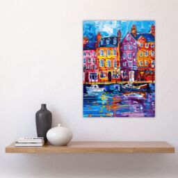 "Artery8 Colourful Scarborough Harbour Yorkshire Painting Wall Art Print - Size: W12"" x H16""" - thumbnail 4