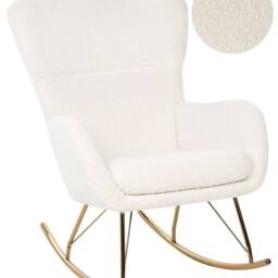 Wyld and Coco White Bouclé Rocking Armchair Gold Metal Legs Retro Traditional - thumbnail 2