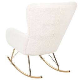 Wyld and Coco White Bouclé Rocking Armchair Gold Metal Legs Retro Traditional - thumbnail 7