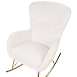 Wyld and Coco White Bouclé Rocking Armchair Gold Metal Legs Retro Traditional - thumbnail 6