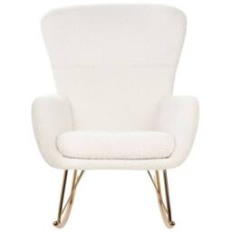 Wyld and Coco White Bouclé Rocking Armchair Gold Metal Legs Retro Traditional - thumbnail 5