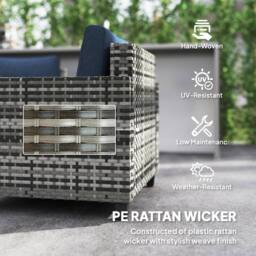 OUTSUNNY 5 Seater Wicker Outdoor Furniture Set for Balcony, Navy Blue in Light Grey - thumbnail 5