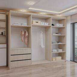 Sliding Wardrobes 4U Modern Triple Door Sliding Wardrobe W250cm x H217 x D62cm in Light Oak - thumbnail 2
