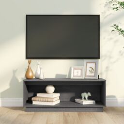 Berkfield Home TV Cabinet Grey 90x35x35 cm Solid Wood Pine - Size: 90 x 35 x 35 cm
